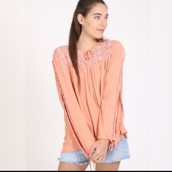 Coral LOVE RICHE Lace Slit Arms linen type Women's - Picture 5 of 7